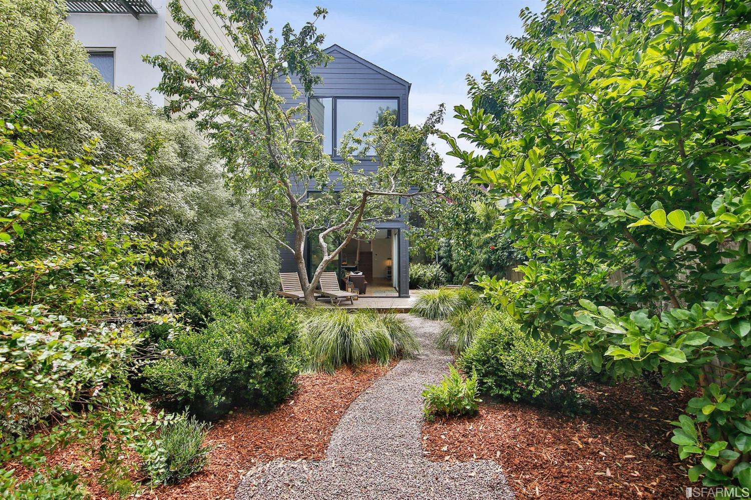 San Francisco Realty - Pathway leading up to back patio surrounded by greenery